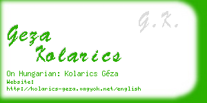 geza kolarics business card